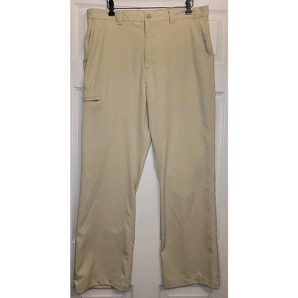 Under Armour Performance Golf Pants Men's Size 36x32 Ivory Comfort Chino Casual - Picture 1 of 6